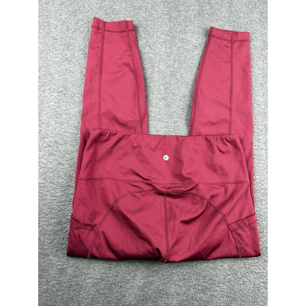90 Degree By Reflex Women's S Burgundy High Rise Ankle Leggings Pockets Athletic
